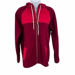 2/$30 Dravus Colorblock Red Full Zip Hooded Long Sleeve Jacket Women's Medium
